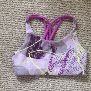 Athleta Girl Purple and Cream Sports Bra